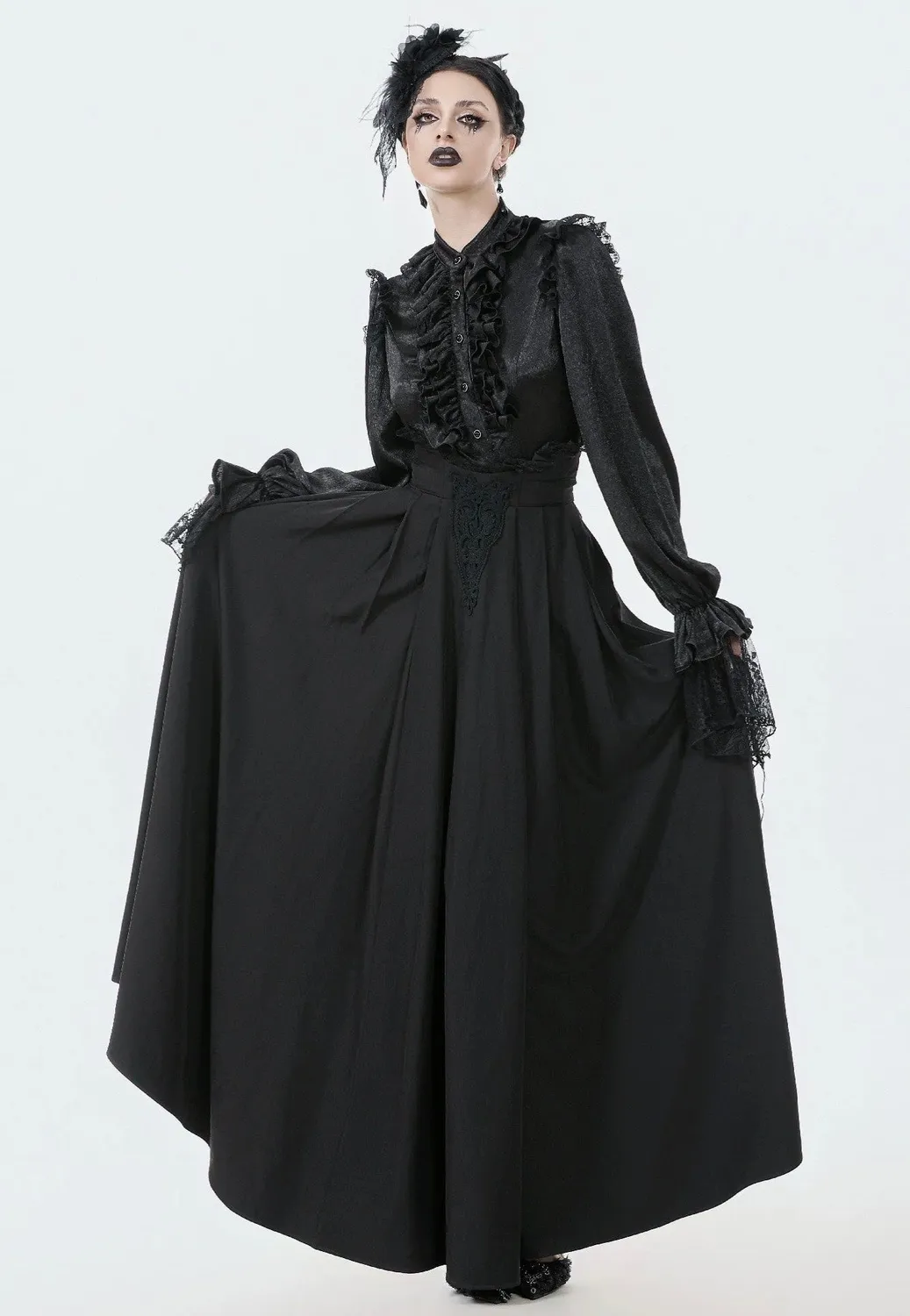 Impericon Gothic Nun Pleated Rock schwarz XS Plissee