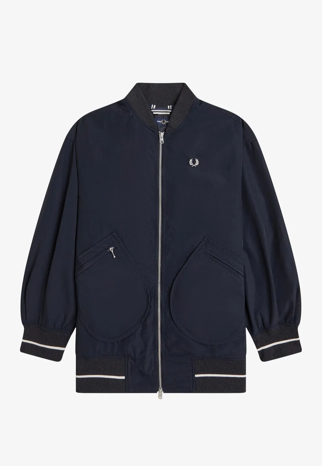 Impericon Longline Tipped Bomber Navy Jacke navy Nylon