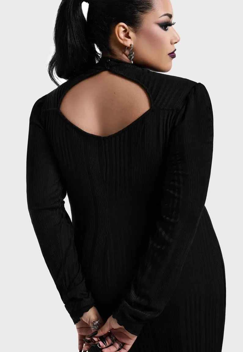 Impericon Noir Back Cut Out Maxi Black Kleid Schwarz Langarm