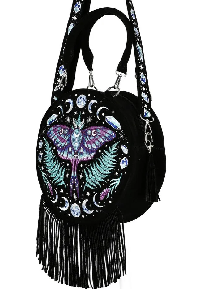 Enchanted Forest Moon Moth Tasche Schwarz Samt Onesize