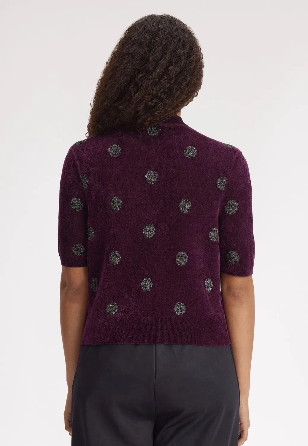 Impericon Polka Dot Knitted Plum Stricktop lila Kurzarm