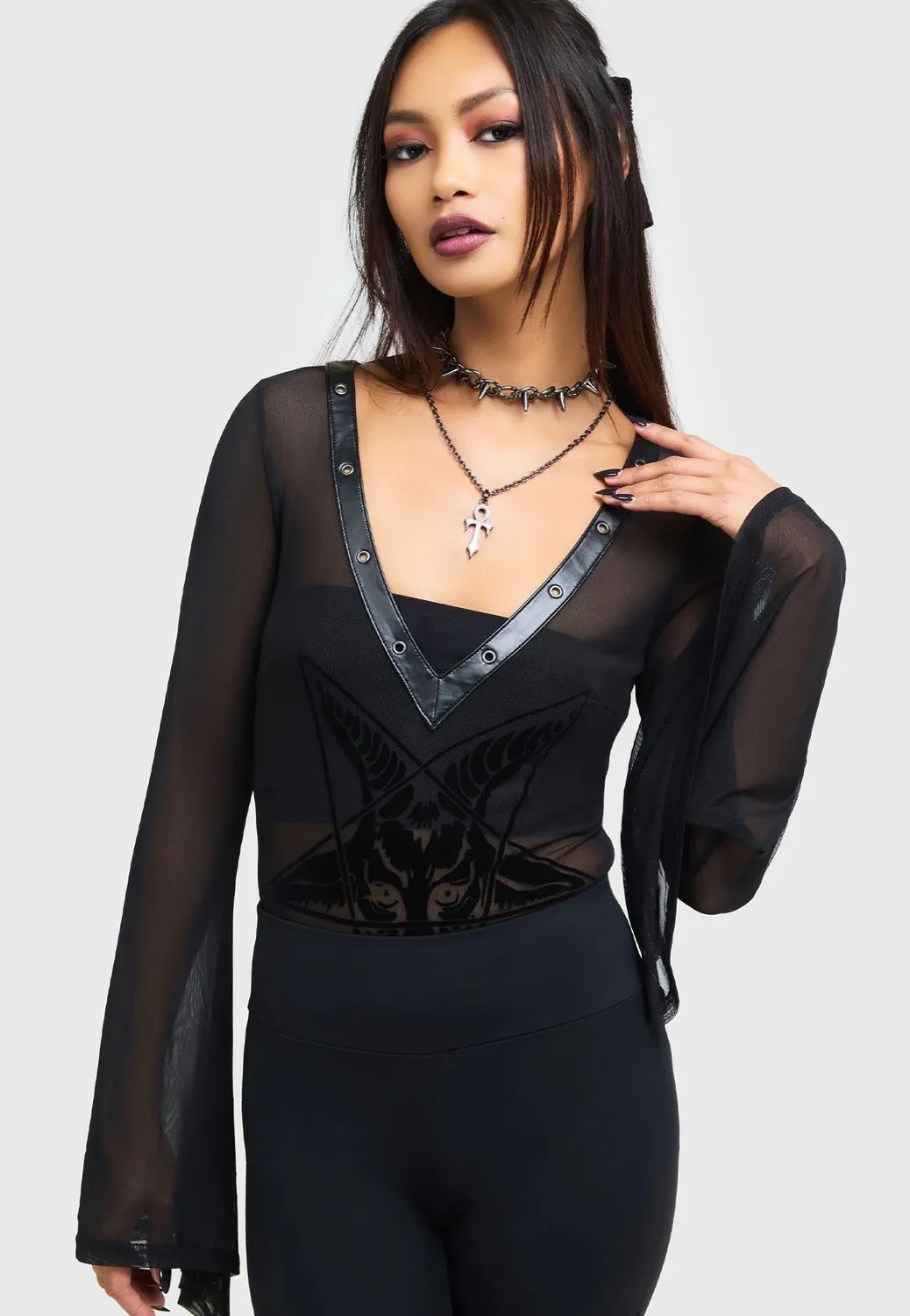 Mephistar Body Gothic Longsleeve Body schwarz Damen