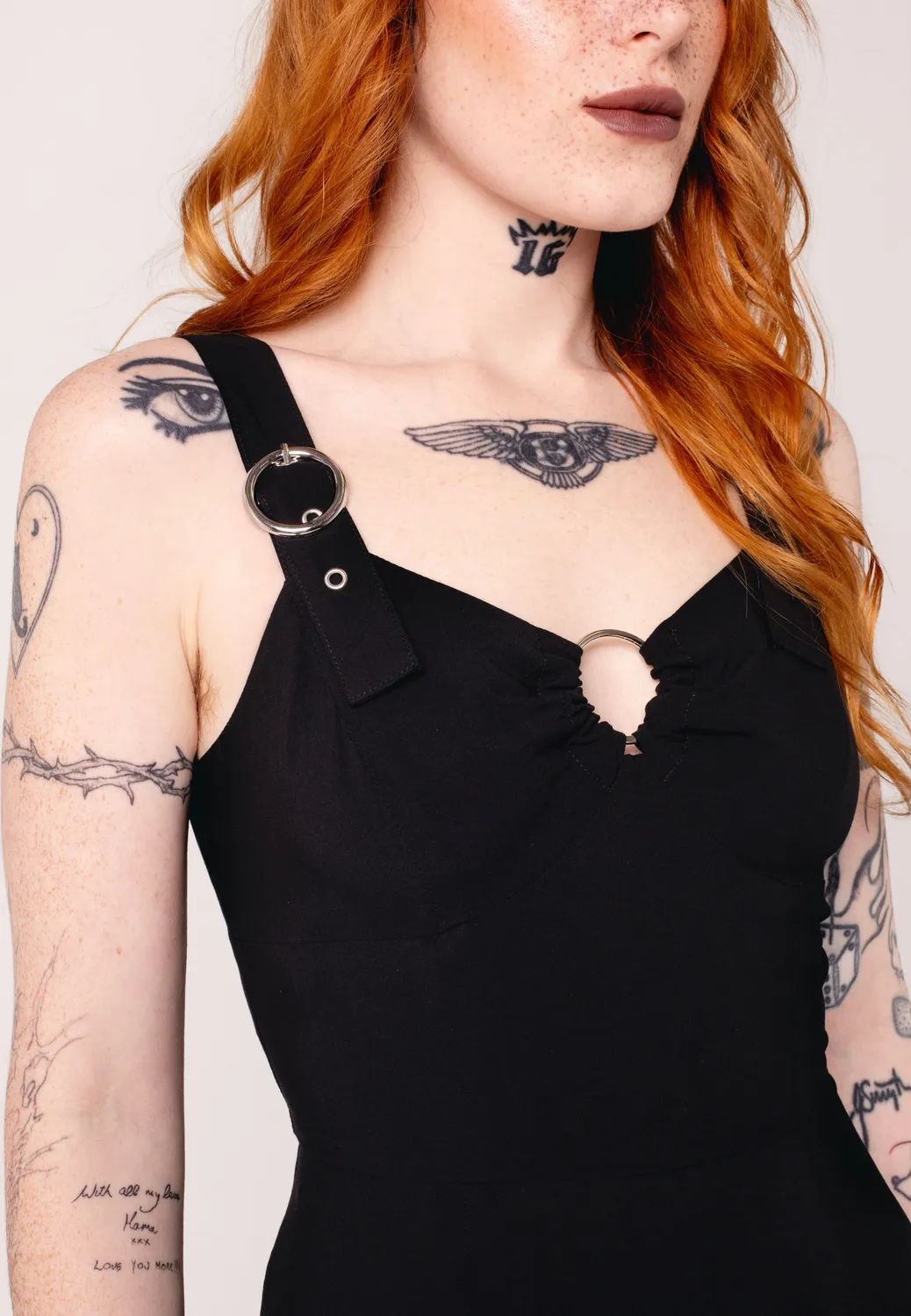 Impericon Morgana Black Kleid schwarz Midi ärmellos