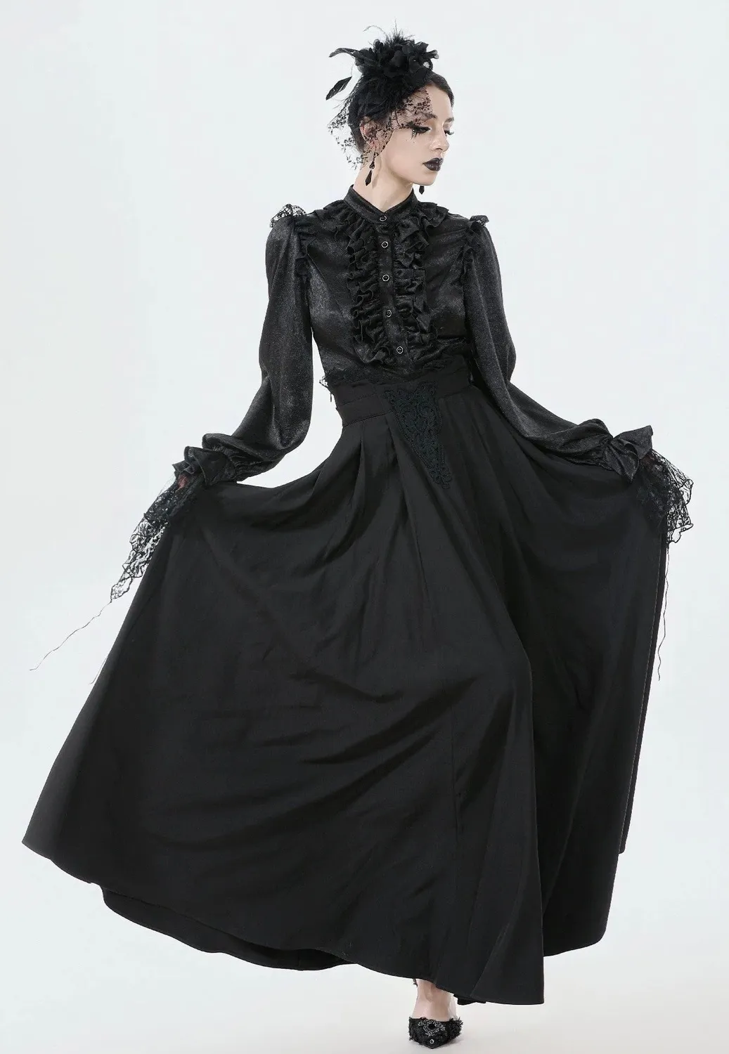 Impericon Gothic Nun Pleated Rock schwarz XS Plissee