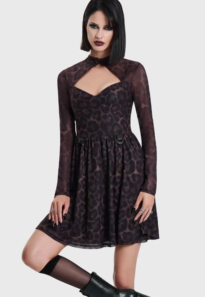 Impericon Leopard Mini Brown Kleid Mesh Braun Mini