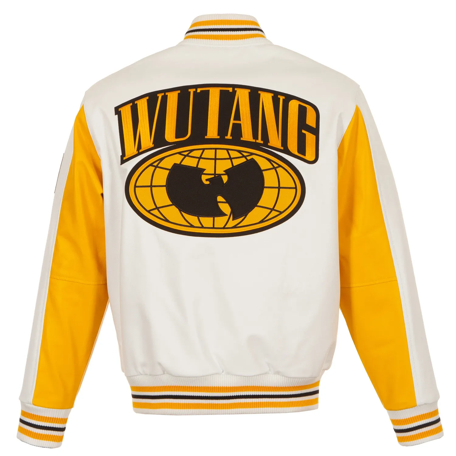 Wu-Tang WU World Logo Varsity Jacke Leder weiß
