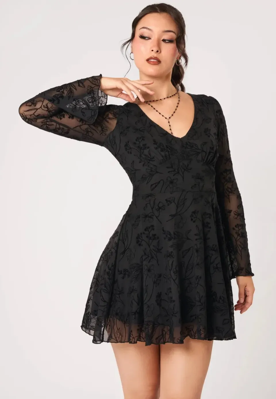 Impericon Wildflower Mini Black Kleid schwarz Spitze