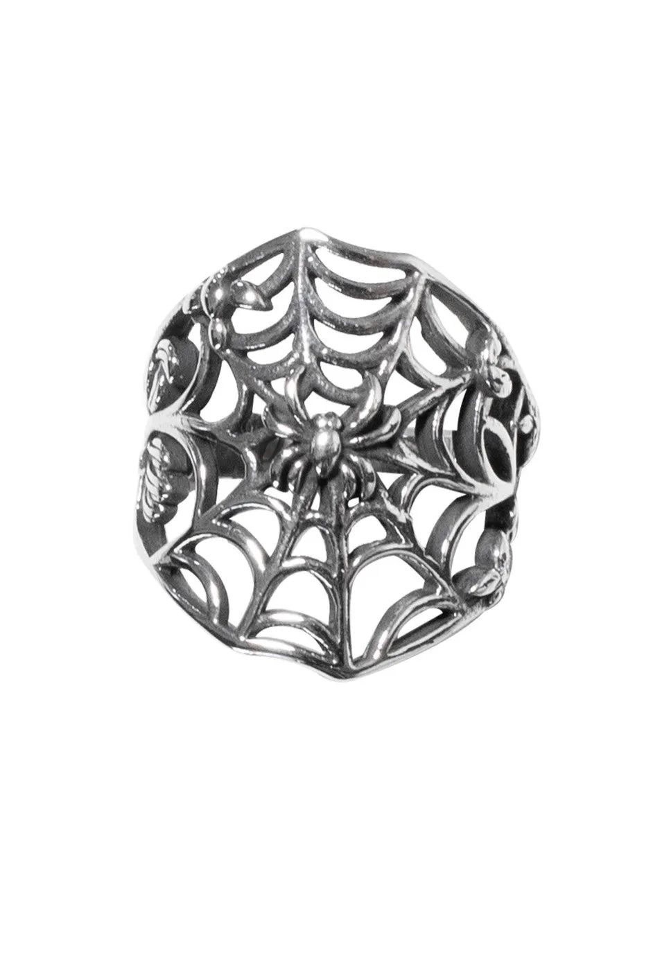Impericon Spinnennetz Ring silber Metall Größe 56-65