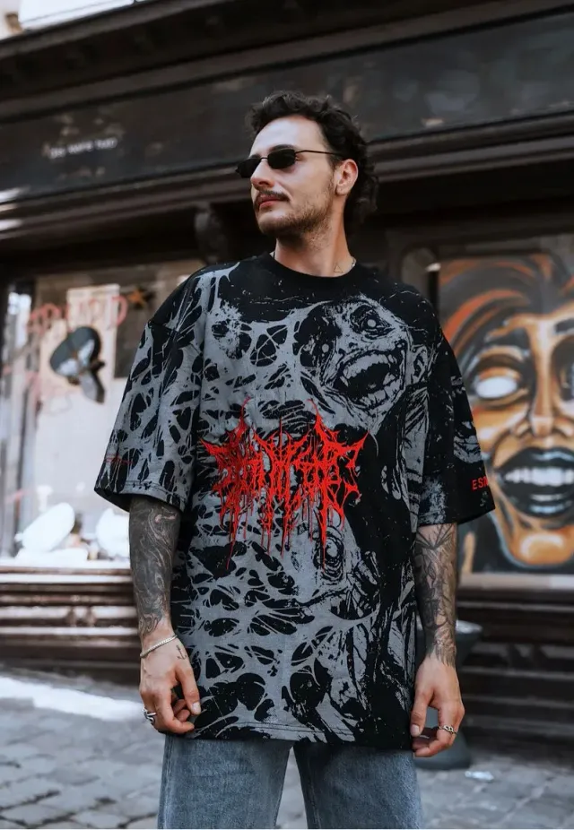 Impericon Grinfrost Oversized Black T-Shirt L schwarz