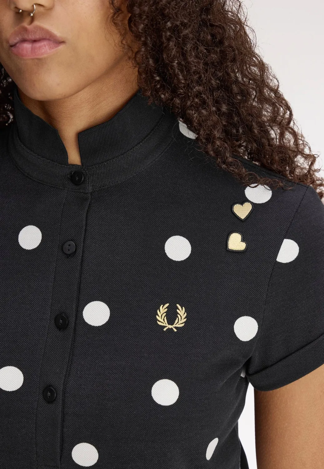 Impericon Polka Dot Black Polo Baumwolle Damen Neuheit