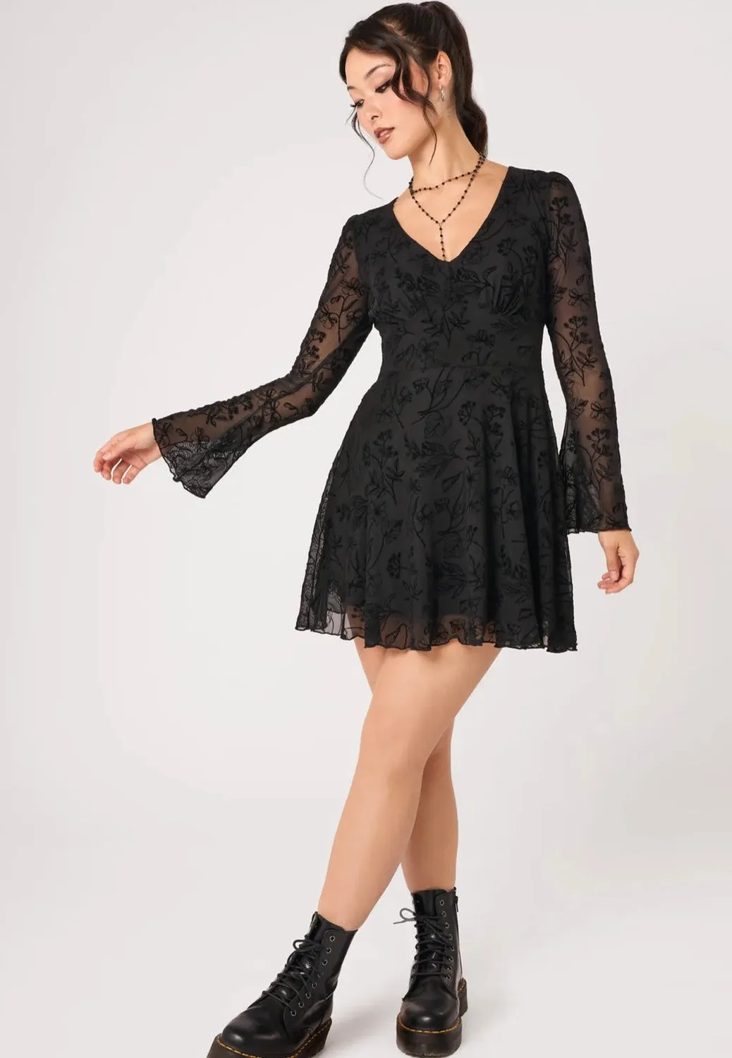 Impericon Wildflower Mini Black Kleid schwarz Spitze