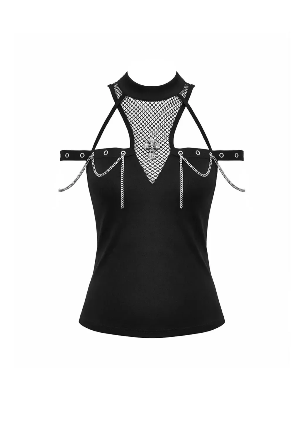 Impericon Dark Techwear Cold Shoulder Top schwarz
