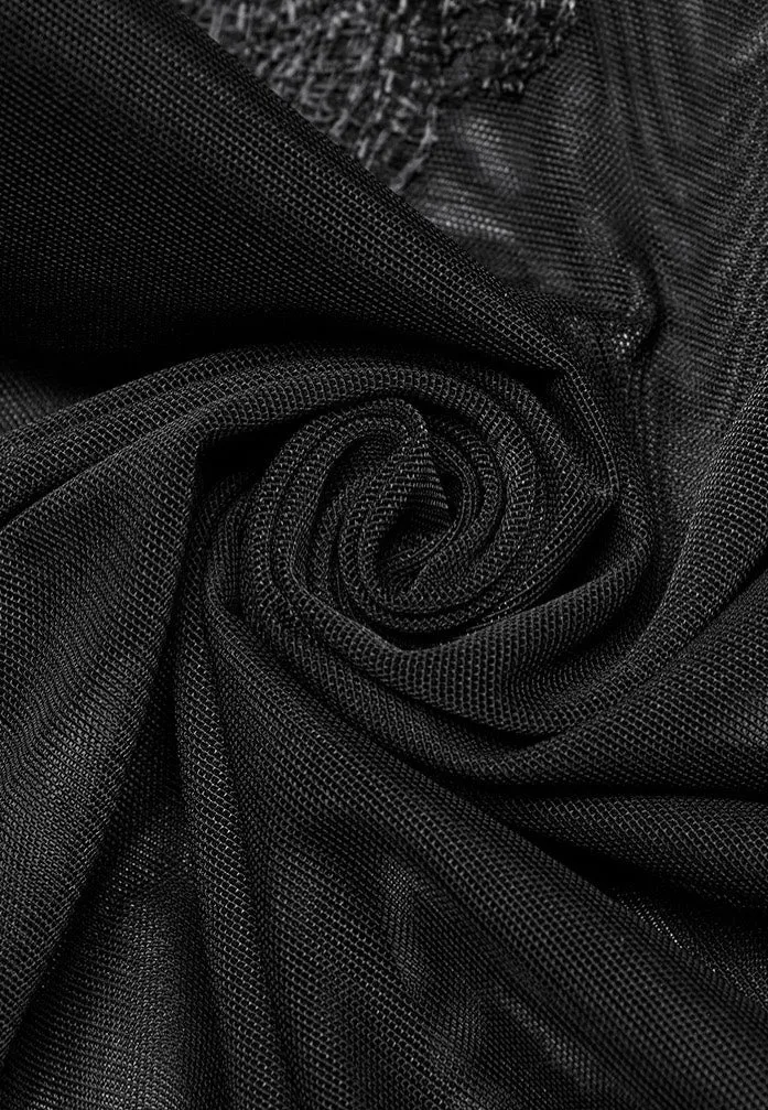 Impericon Melinda Sheer Mesh Turtleneck Top schwarz