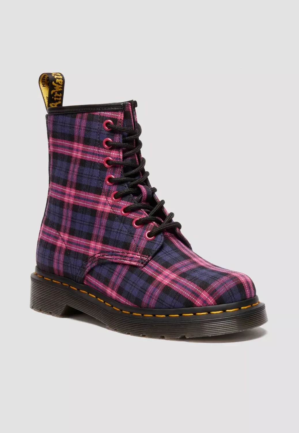 Impericon 1460 8 Eye Pink Multi Tartan Boots pink