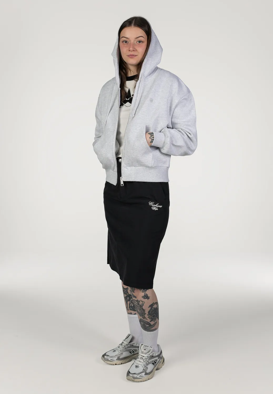 Impericon W Hooded Casey Ash Heather Silver Zipper Damen
