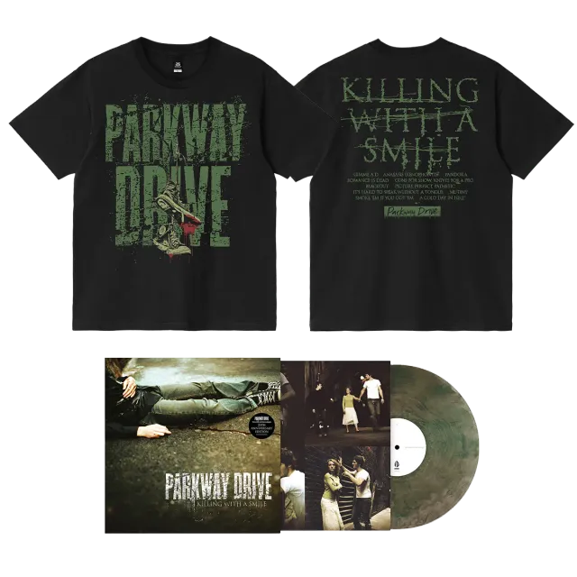 Parkway Drive Killing With A Smile Tracklist T-Shirt LP Bundle grün