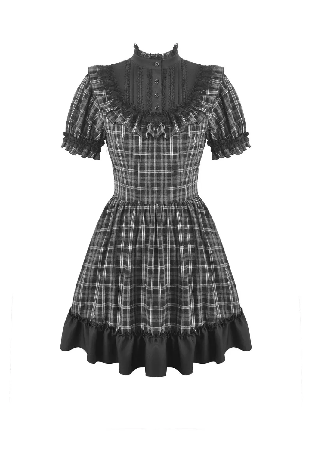 Impericon Dark Lolita Gingham Patchwork Kleid schwarz M