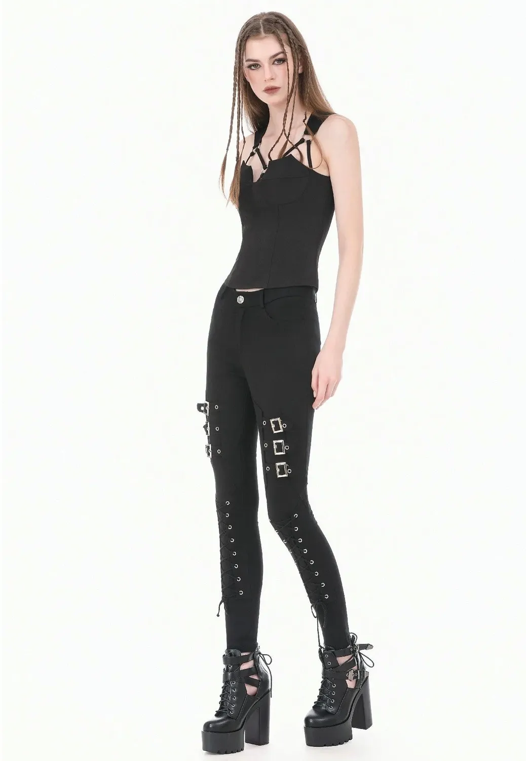 Impericon Dark Functional Style Metal Ring Strap Top