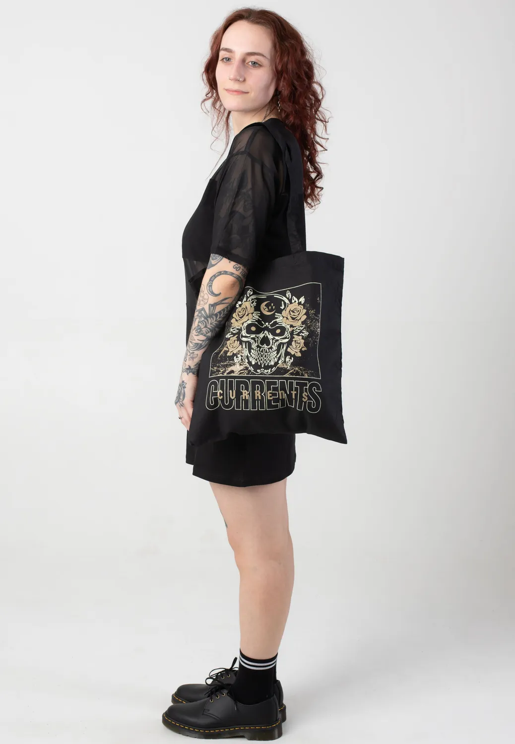 Impericon Skull & Rose Tote Bag schwarz Baumwolle