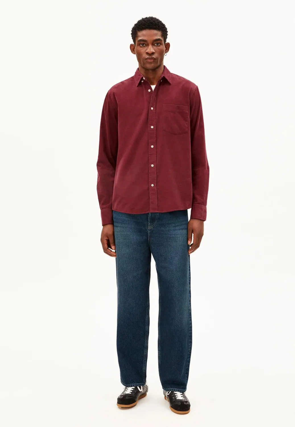 Impericon Corduroy Velvet Red Hemd bordeaux vegan