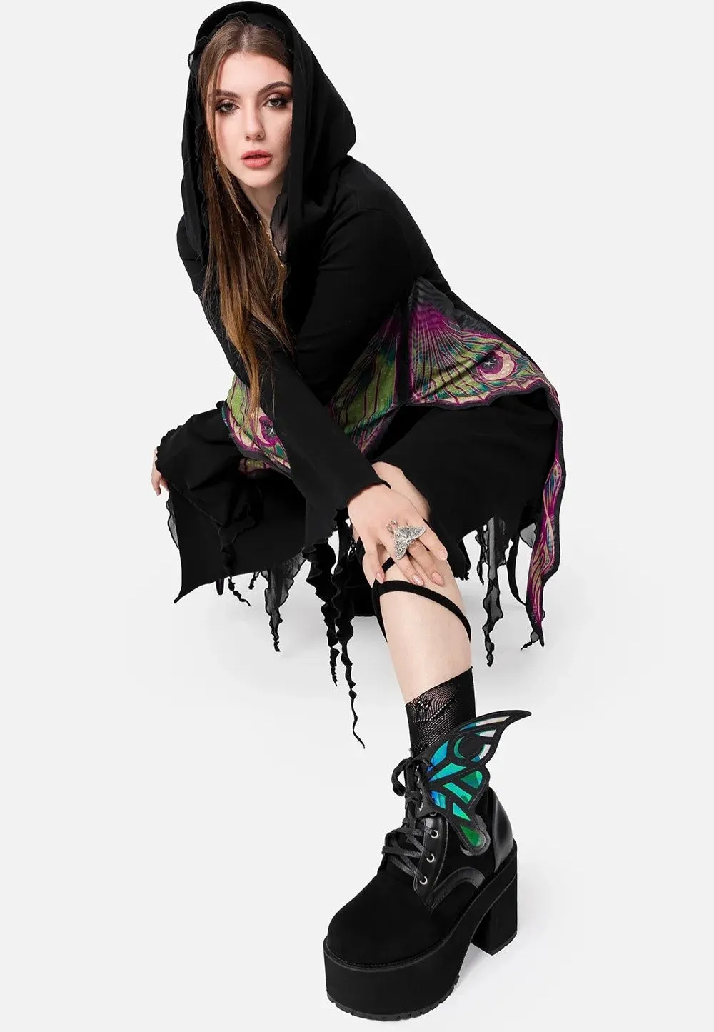 Impericon Nocturne Winged Black Girl Boots EU 40