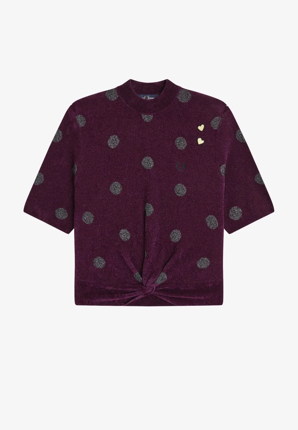 Impericon Polka Dot Knitted Plum Stricktop lila Kurzarm