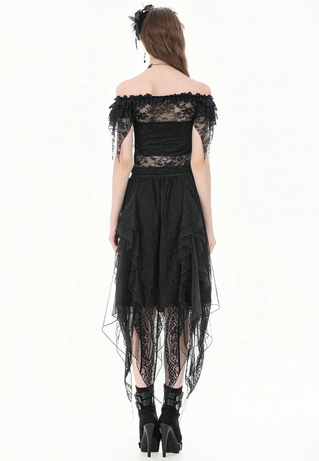 Impericon Gothic Romantic Off Shoulder Top Spitze schwarz