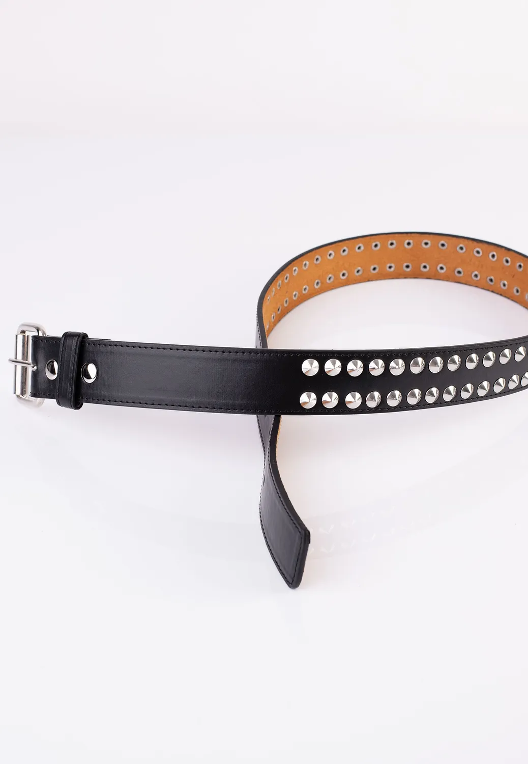 2 Row Conical Studded Gürtel schwarz 38mm