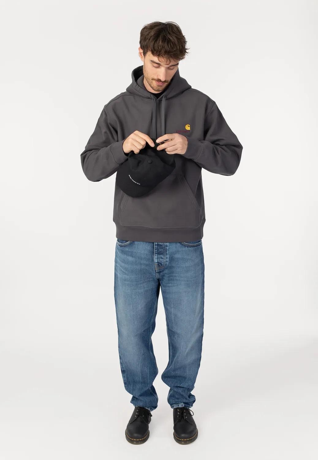 American Script Hooded Graphite Hoodie Größe L Grau