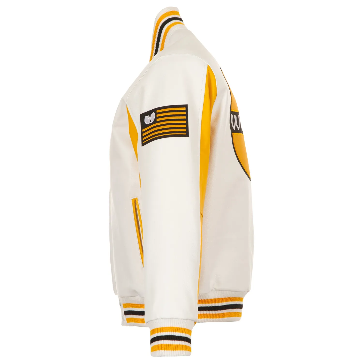 Wu-Tang Classic Logo Varsity White Yellow Jacke Leder
