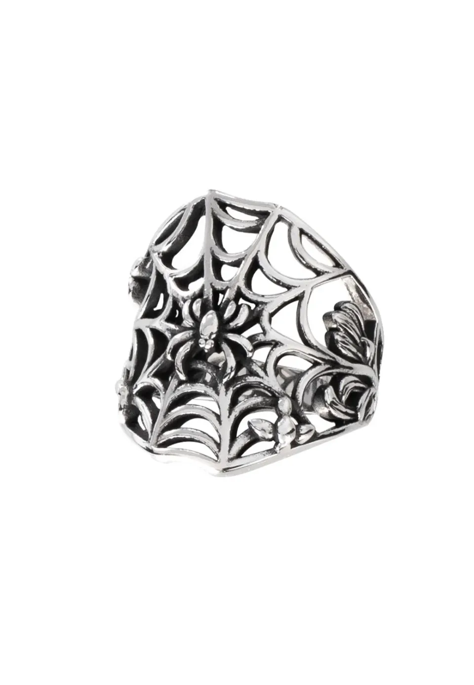 Impericon Spinnennetz Ring silber Metall Größe 56-65