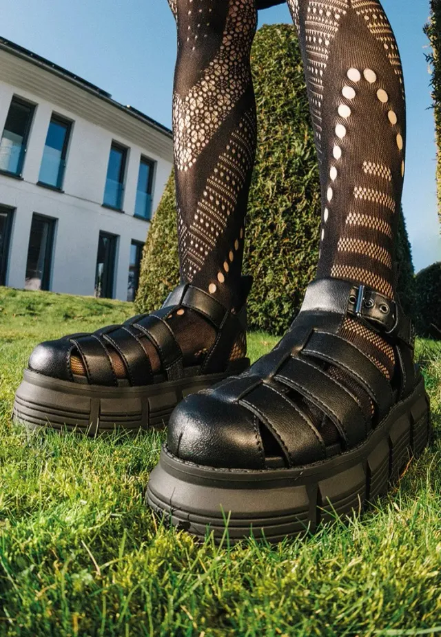 Impericon Ava Fisher Vegan Nappa Sandalen schwarz