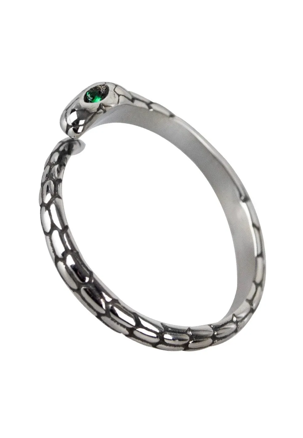 Schlange mit Zirkonia Ring Silber Größe 56 mm Metall