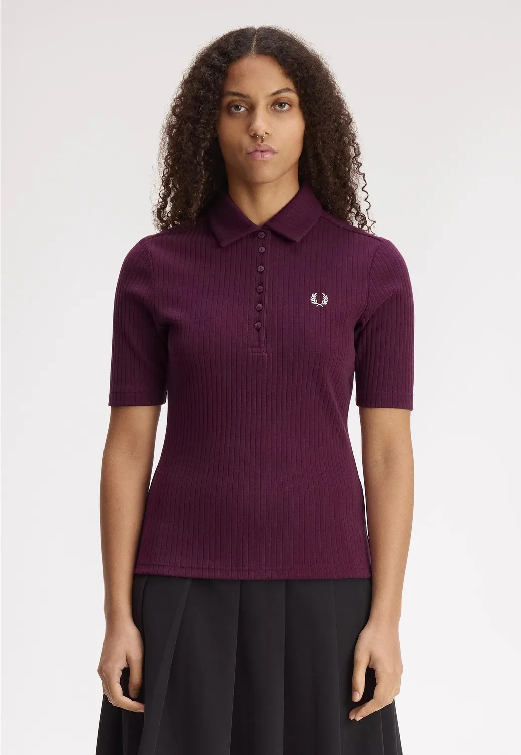 Impericon Wide Rib Plum Polo kurzarm plum Damen