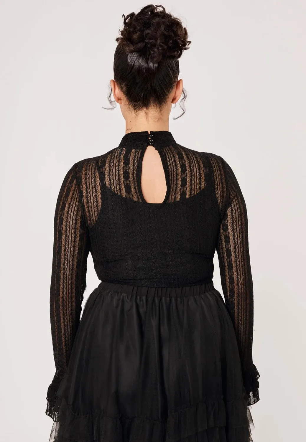 Impericon Maude Black Langarm-Oberteil Spitze Gr. M