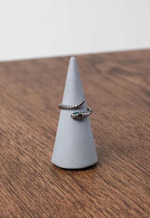 Schlange mit Zirkonia Ring Silber Größe 56 mm Metall
