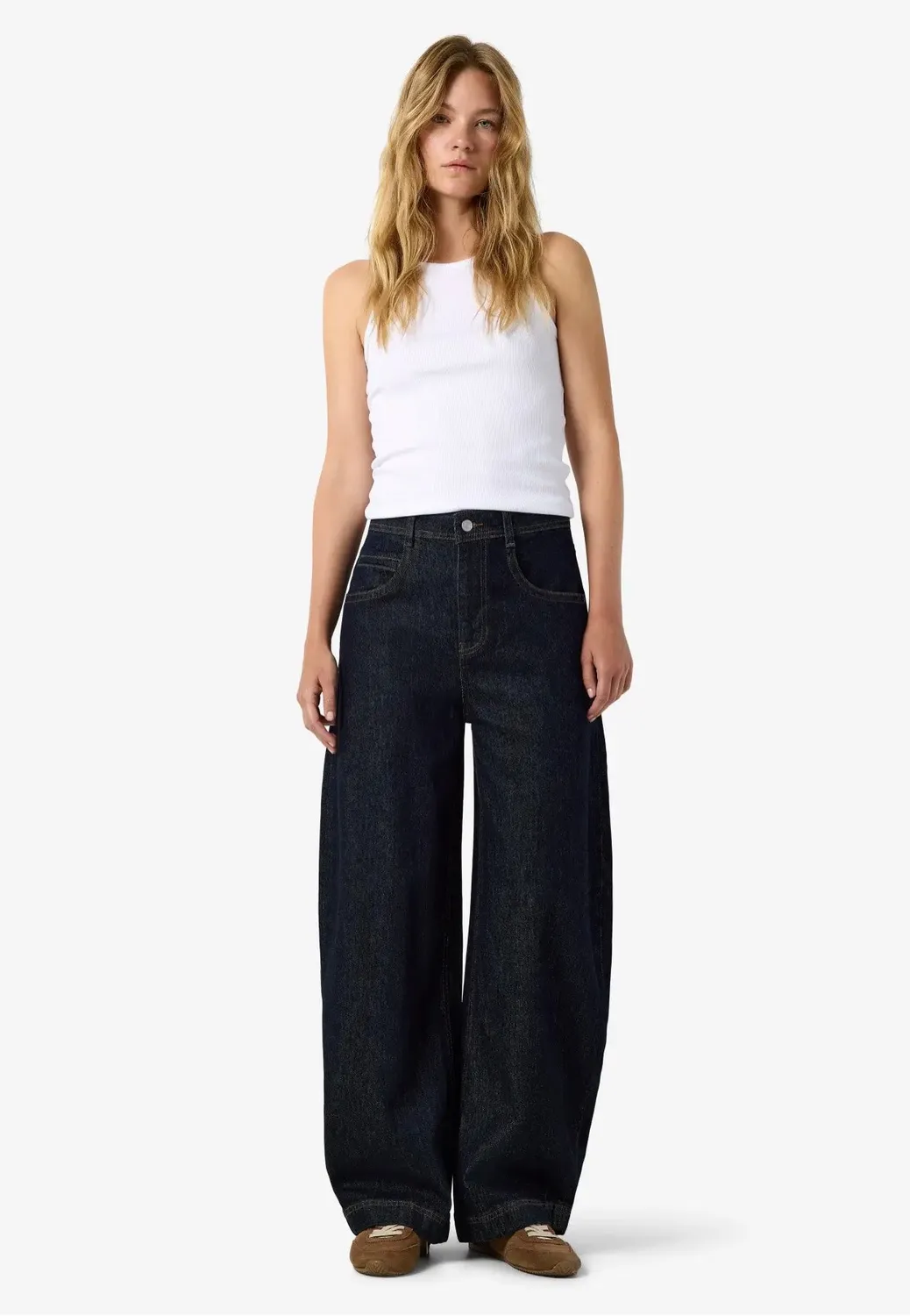 Noah Barrel Dark Blue Denim Jeans Damen Relaxed Fit