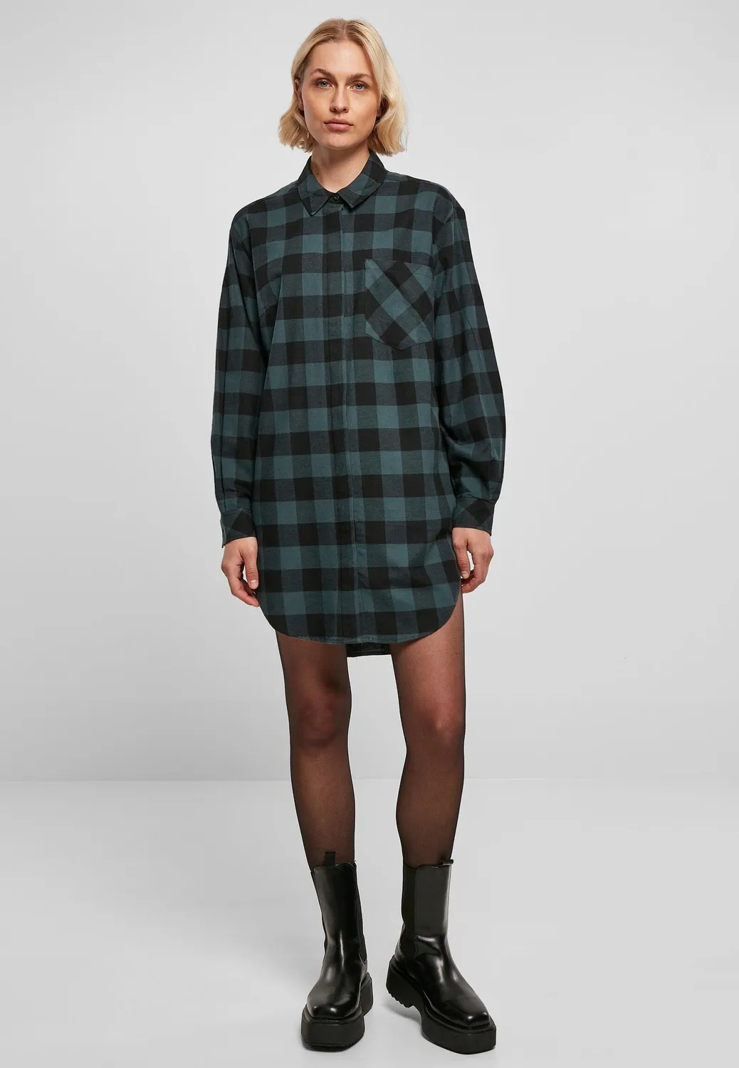 Impericon Ladies Oversized Check Flannel Kleid jasper