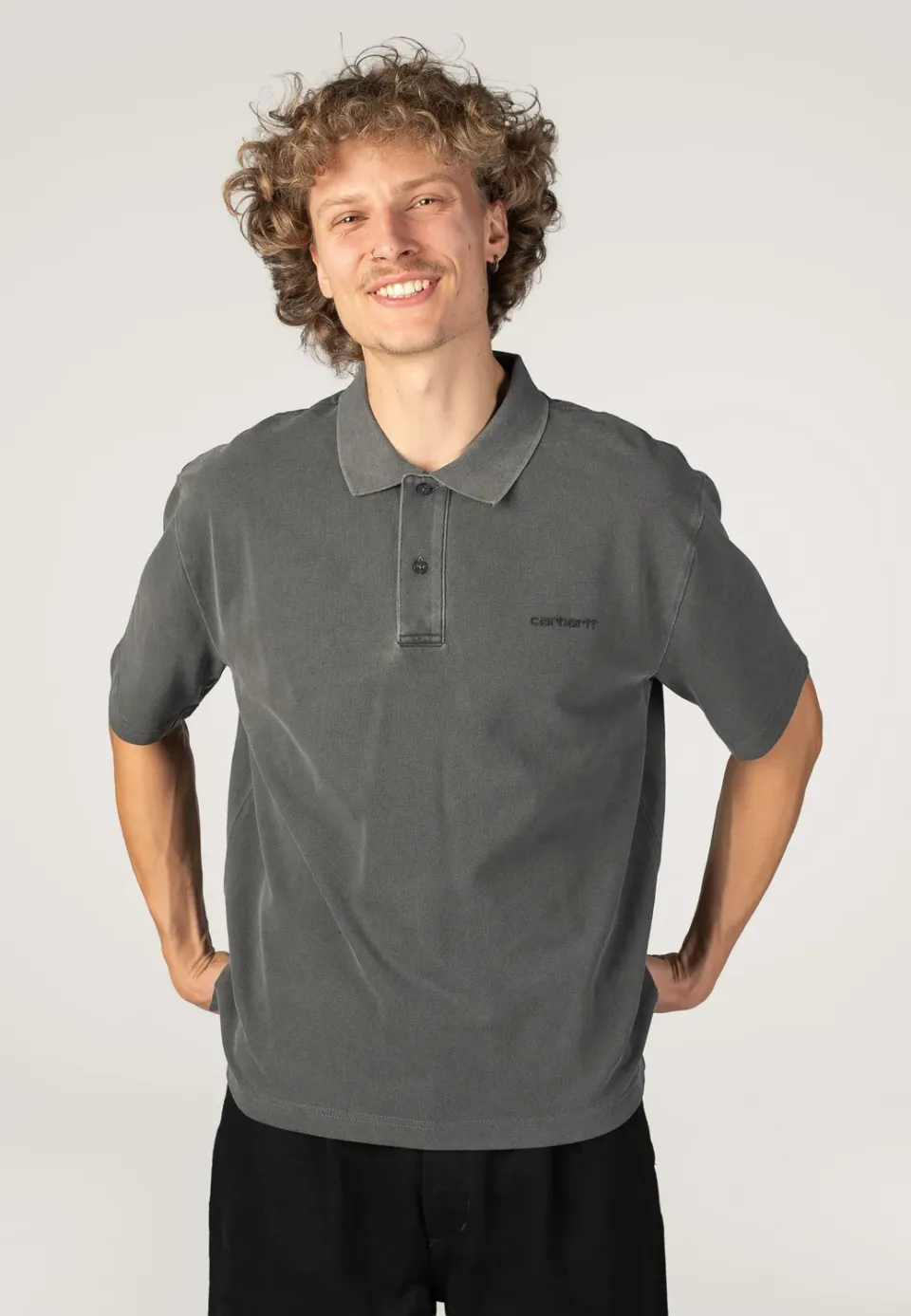 Impericon Wayne Garment Dyed Black Polo Baumwolle