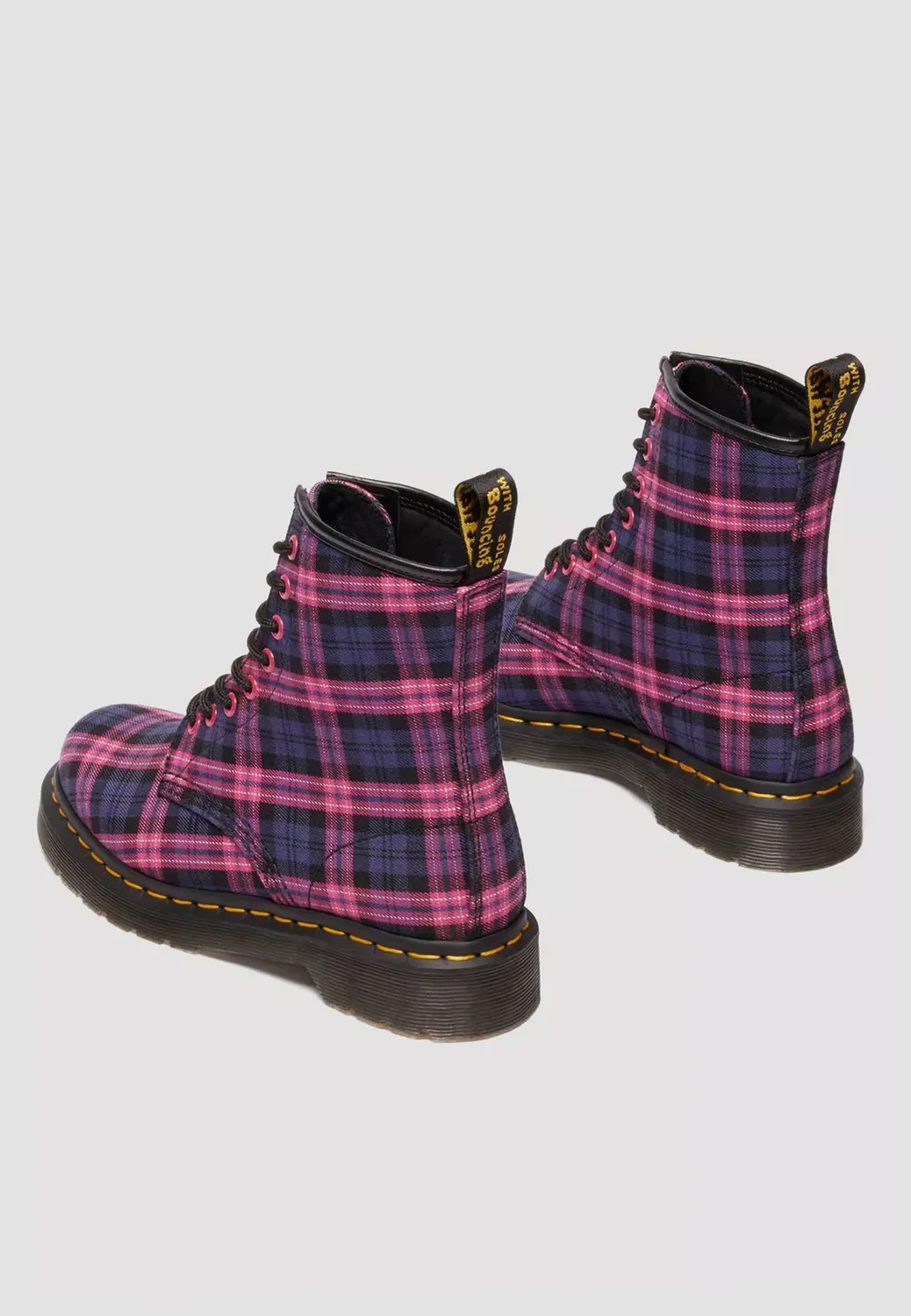 Impericon 1460 8 Eye Pink Multi Tartan Boots pink