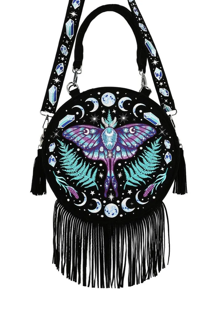 Enchanted Forest Moon Moth Tasche Schwarz Samt Onesize