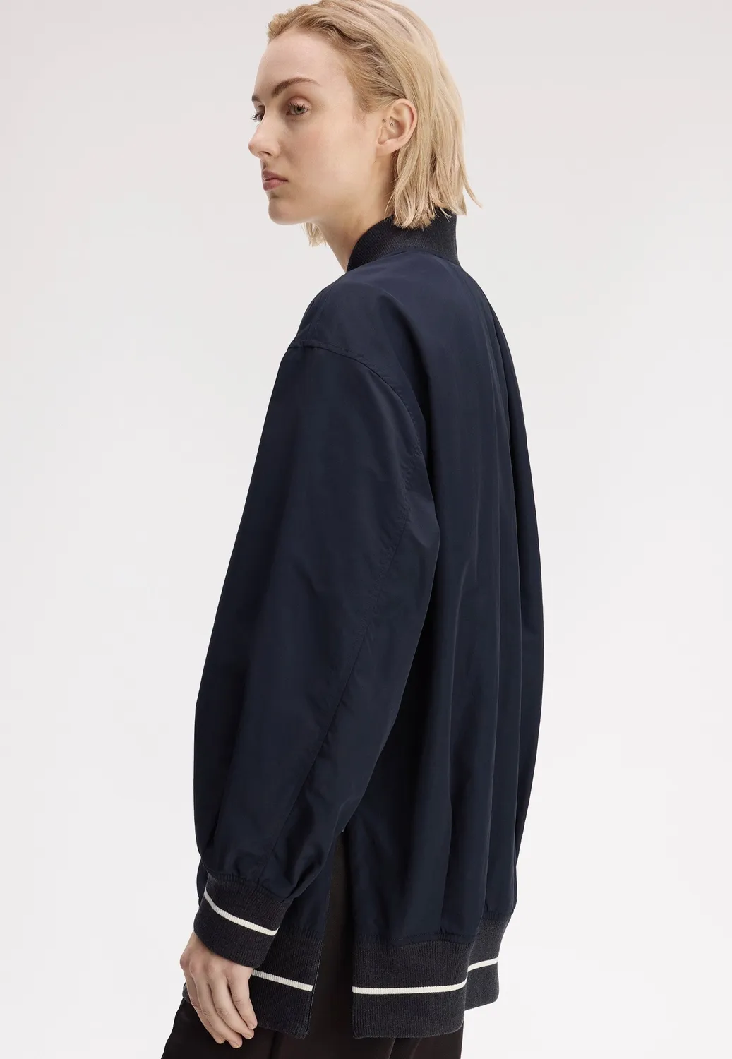 Impericon Longline Tipped Bomber Navy Jacke navy Nylon