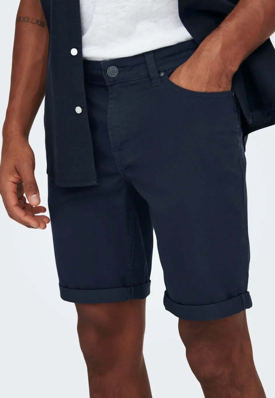 Ply Life Reg Twill Dark Navy Shorts Chino S-XXL