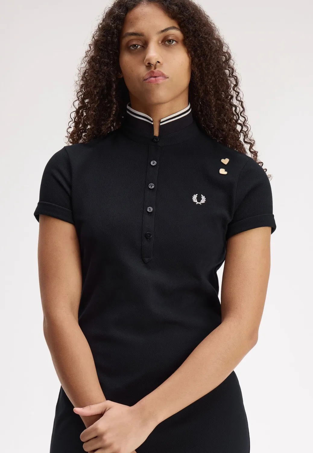 Impericon Tipped Polo Black Kleid schwarz Baumwolle