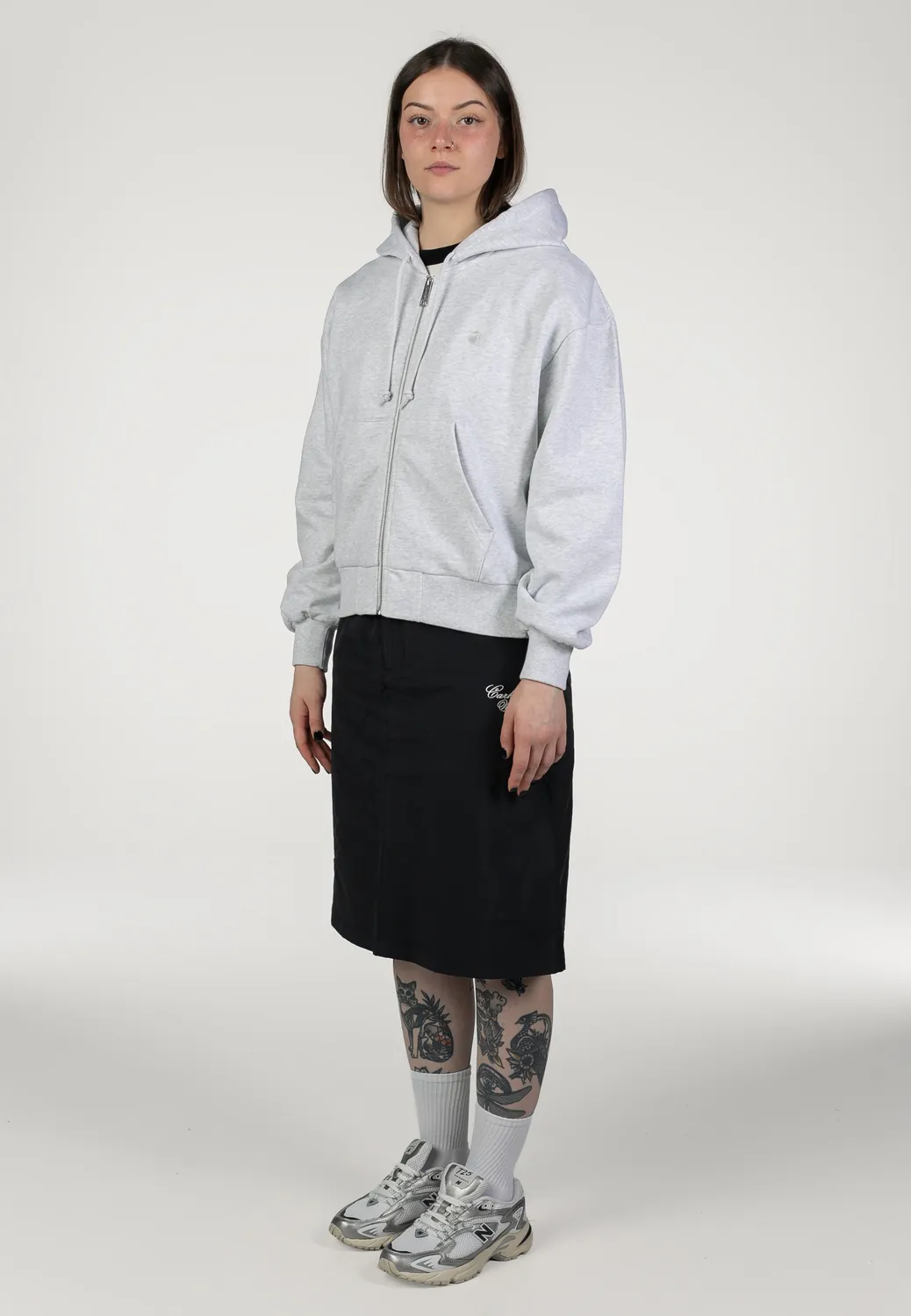 Impericon W Hooded Casey Ash Heather Silver Zipper Damen