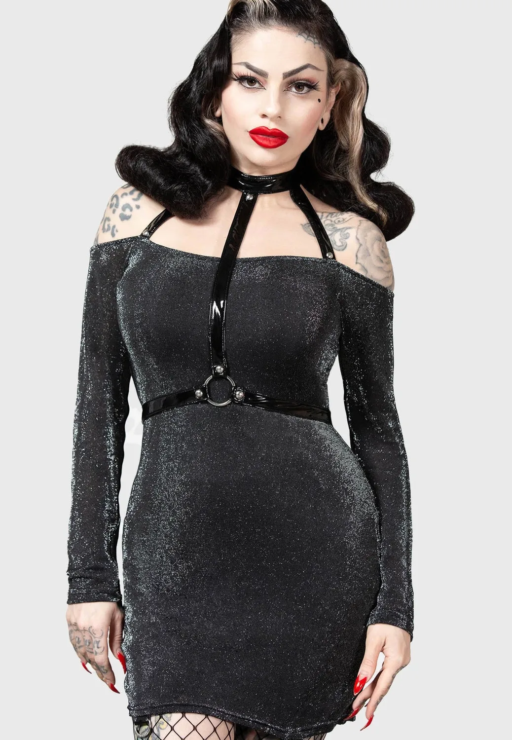 Impericon Valak Black Kleid schwarz Langarm Gothic
