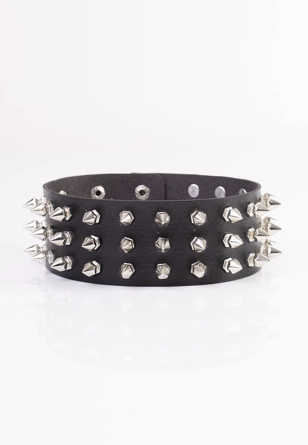 Impericon 3 Row Spike Neckband Choker Schwarz