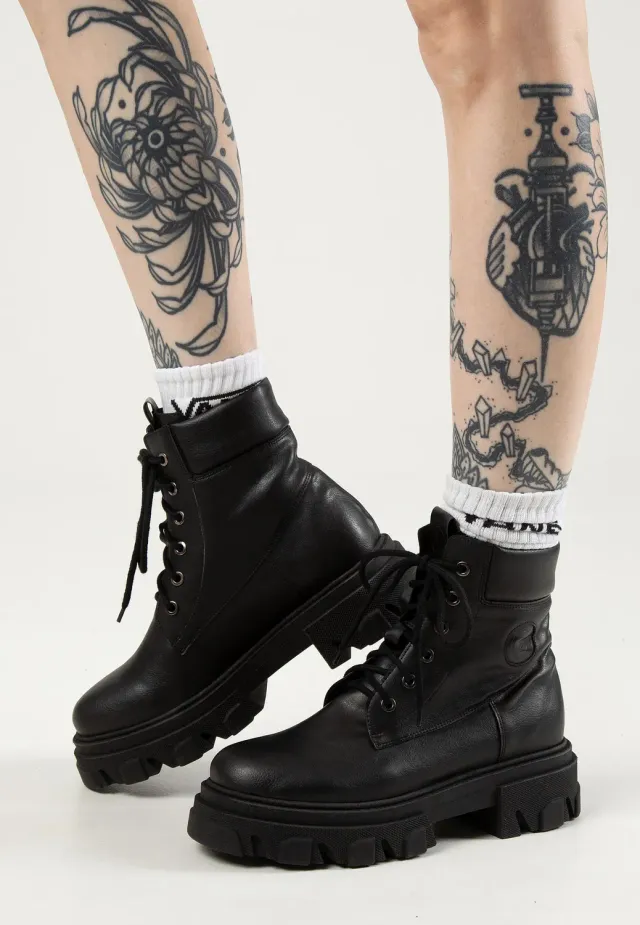 Impericon Riot Black Girl Schuhe Boots schwarz vegan