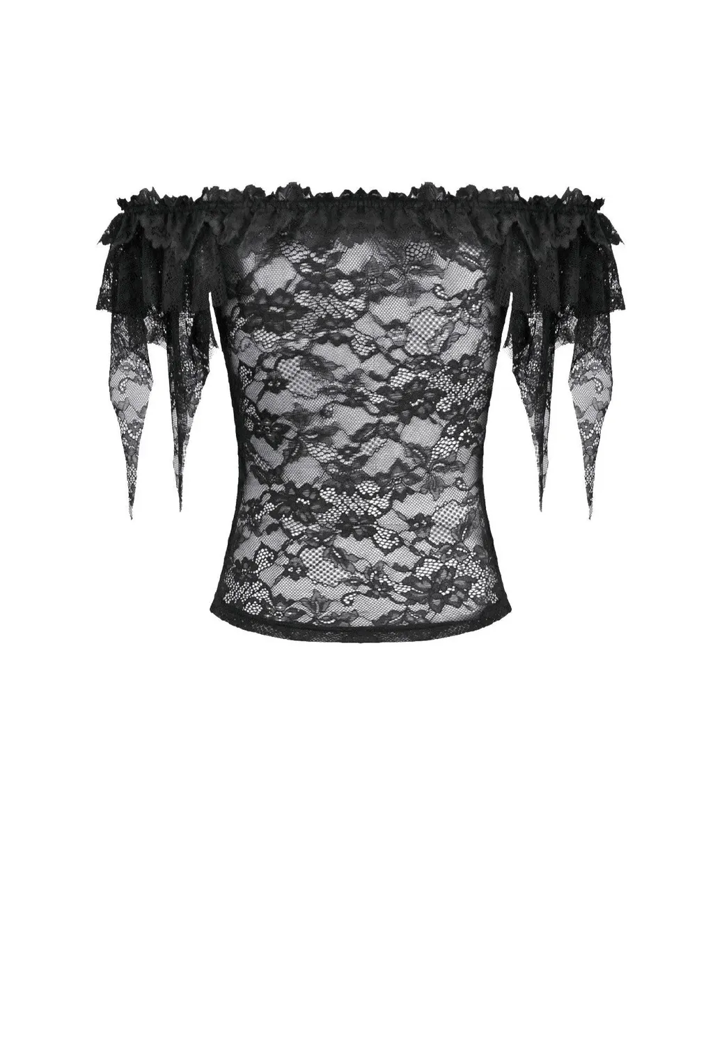 Impericon Gothic Romantic Off Shoulder Top Spitze schwarz