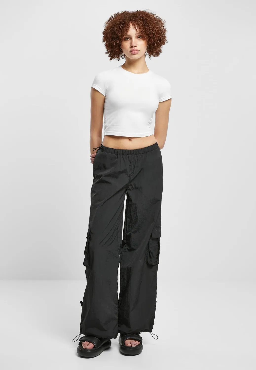 Impericon Wide Crinkle Nylon Hose Black Damen